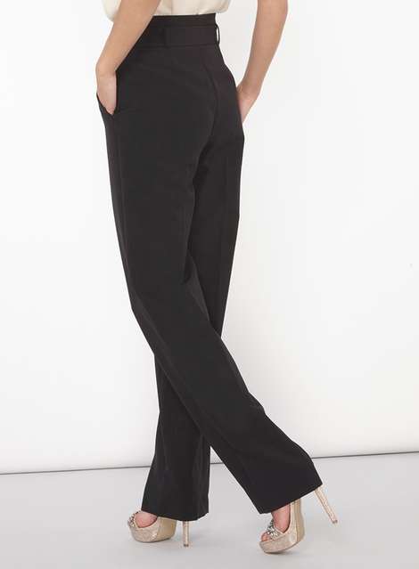 **Tall Black Belted Wide Leg Trousers